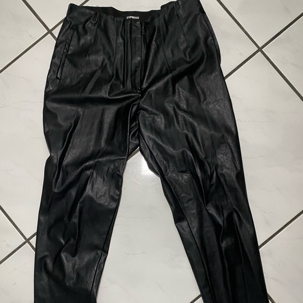 Express black leather trousers